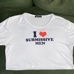 White Crop Top with Red Heart